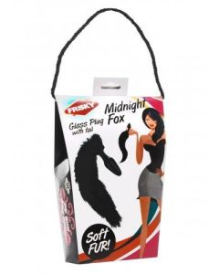 Midnight Fox Glass Butt Plug with Tail - AE 391